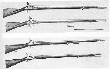 British infantry muskets.
Source: Nosworthy's - With Musket, 
Cannon, and Sword.