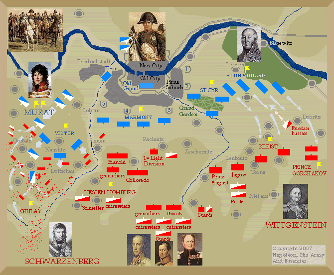 Map of battle of Desden