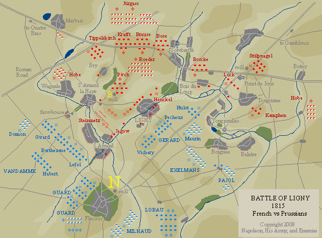 Map of battle of Ligny