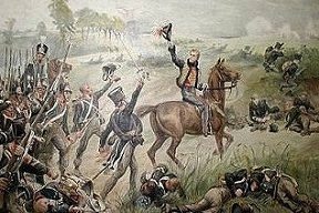 Prince of Orange leading the 
Dutch-Belgians to the attack 
at Quatre-Bras in 1816.