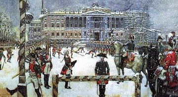 Russian military parade 
under Tsar Paul.
Picture by Benois, 
from wikipedia.org.