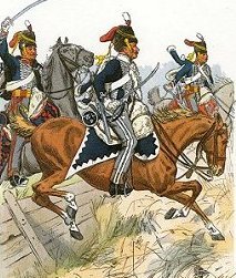 British hussars in 1815.
From left to right:
15th Hussar Regiment
7th Hussar Regiment
10th Hussar Regiment.
Picture by Knotel.