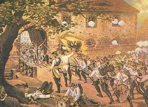 Austrians, or rather Hungarians, 
attacking the chateau at Dolitz