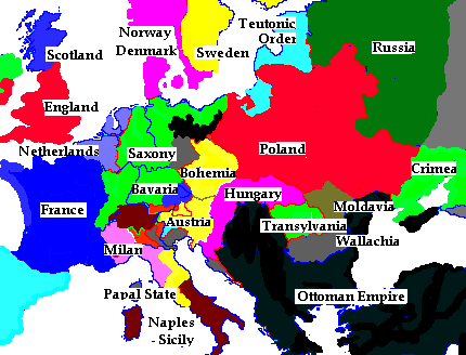 Map of Europe in 1550