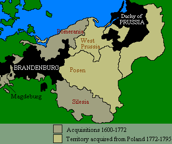 Map: growth of Prussia 
in 1600-1795