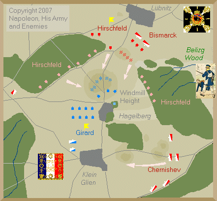 Map of Battle of Hagelberg, 1813.