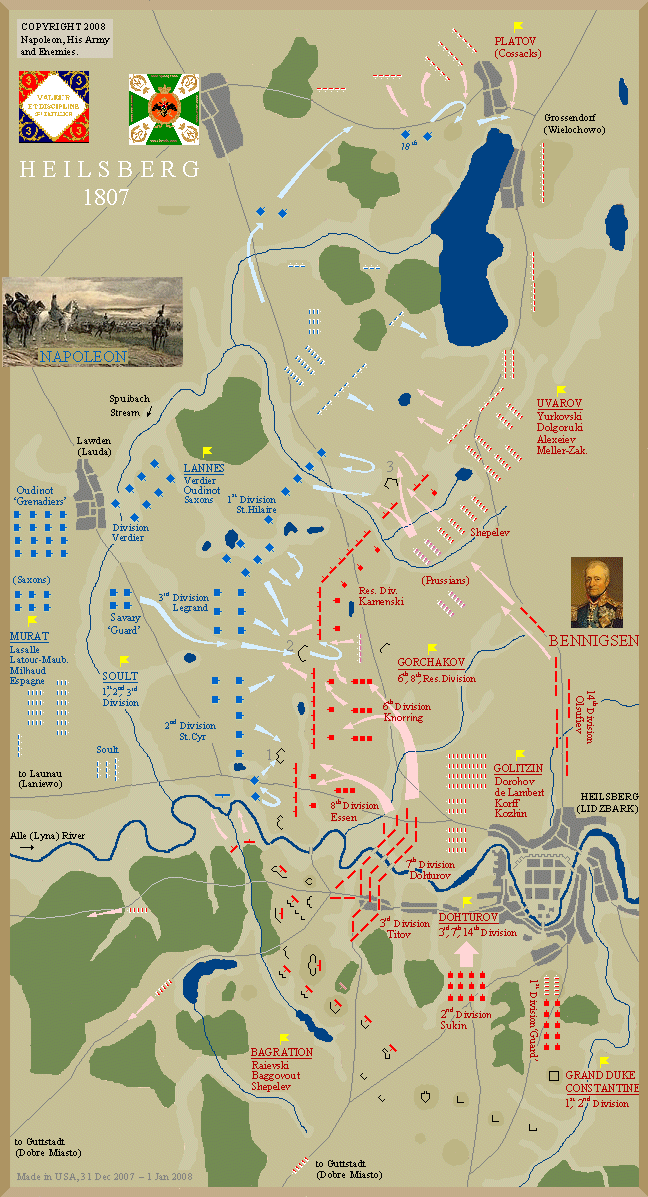 Map opf Battle of Heilsberg 1807