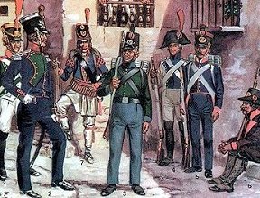 Spanish infantry of the Napoleonic Wars.
Picture by Funcken.