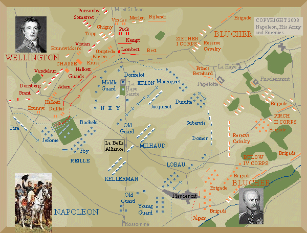 Color Map of Waterloo.
The second stage of the battle.