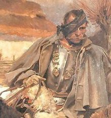 Wounded cuirassier, by W. Kossak